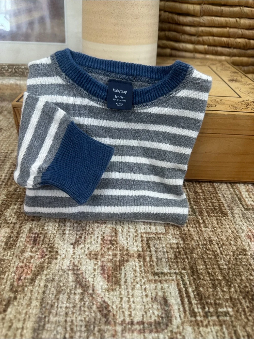 Baby Gap Toddler Boy Knit Sweater 12-18 Months Striped Crewneck Cotton